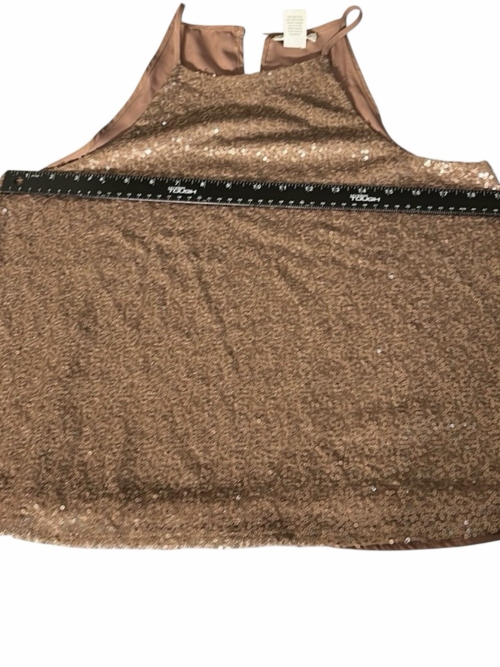 Clover & Scout size large tan sequin top / camisole sleeveless key hole back